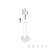 FLAT BIO FLEX LABRET WITH 316L SURGICAL STEEL TOP PUSH IN HEART CZ PRONG SET